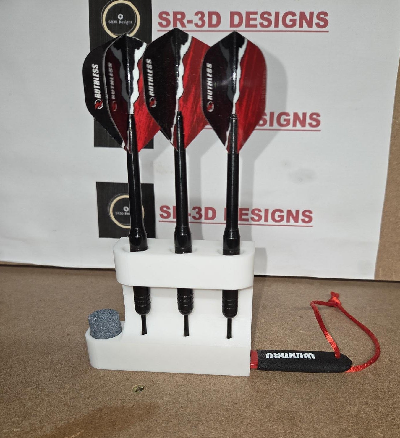 Wall mounted dart holder Built in sharpener Storage. 3, 6, or 9 Dart options