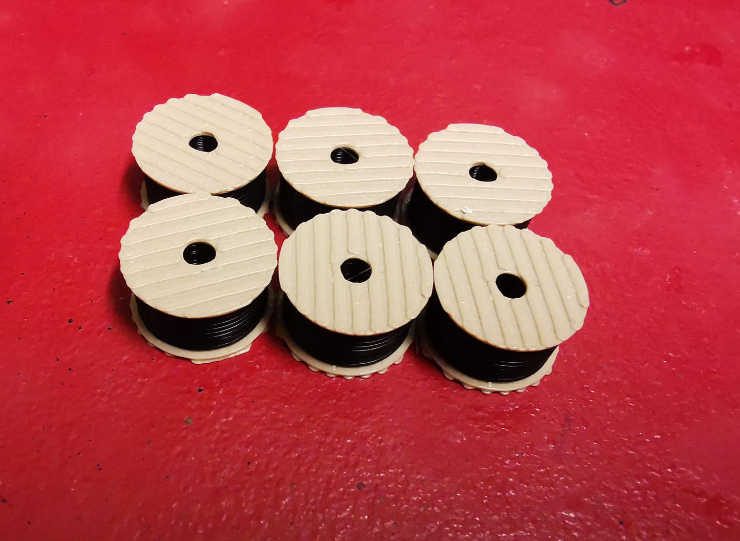 N Gauge Cable Drums set of 6 3D Printed lorry load or works yard. FREE DELIVERY