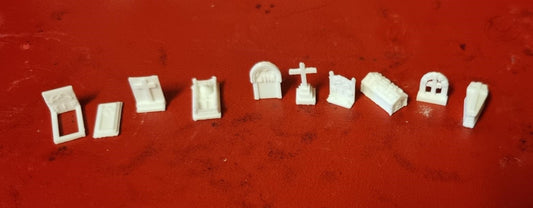 TT GAUGE Model Scenery Graveyard Tombstones 10 individual styles