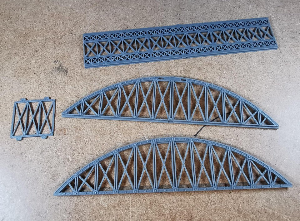 1:160 N Gauge Bowstring Bridge 3D Printed In Grey 1 to 4 track options