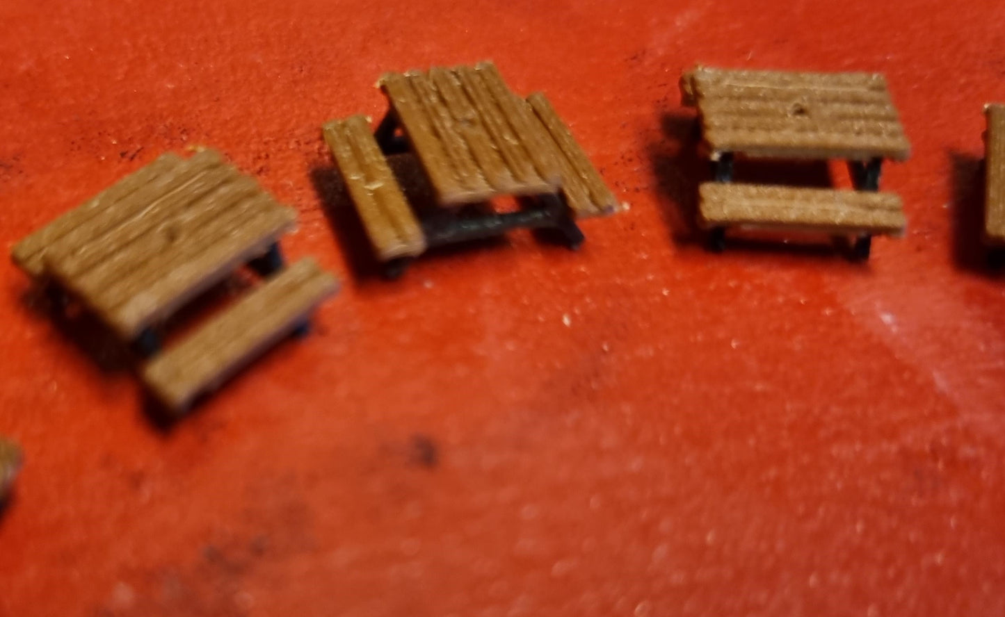 N Gauge 1:160 Model Railway Picnic Table/Pub garden seats.3D printed