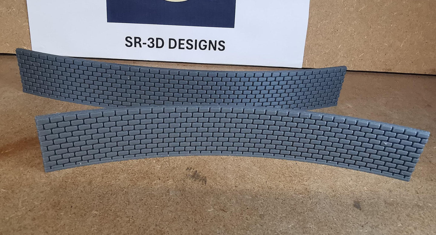 TT Gauge Curved Retaining walls for  1,2,3 and 4 Radius bridges