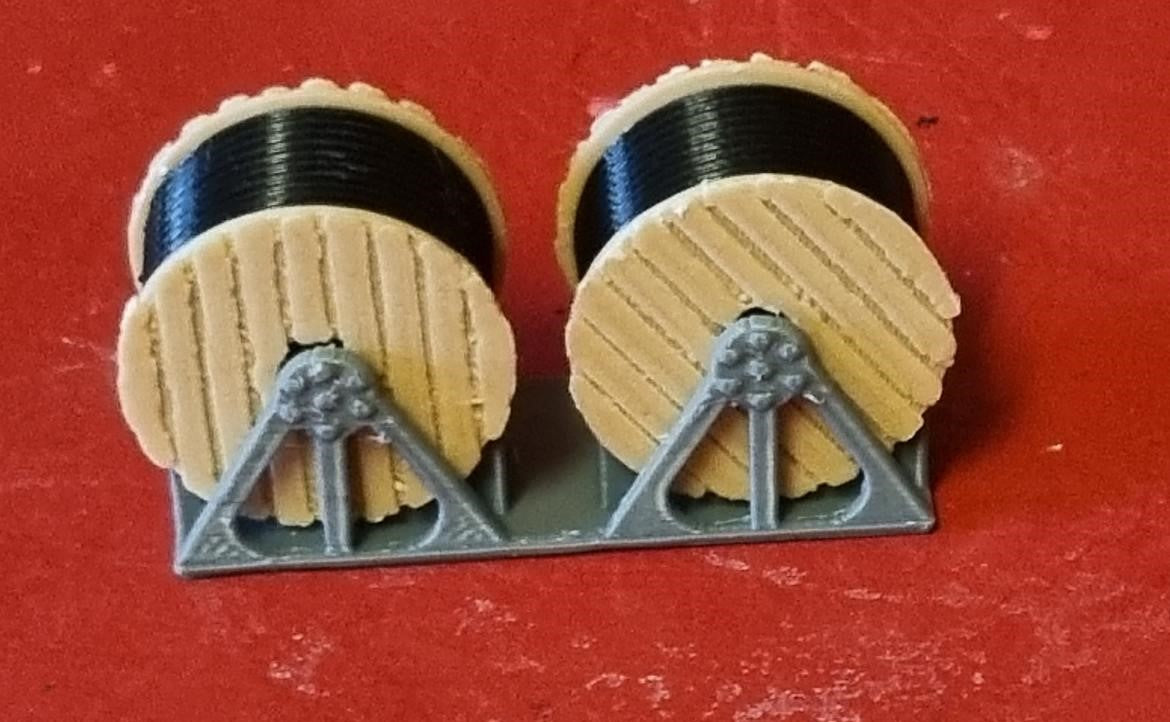 00 Gauge Wagon load Cable reels 3D printed