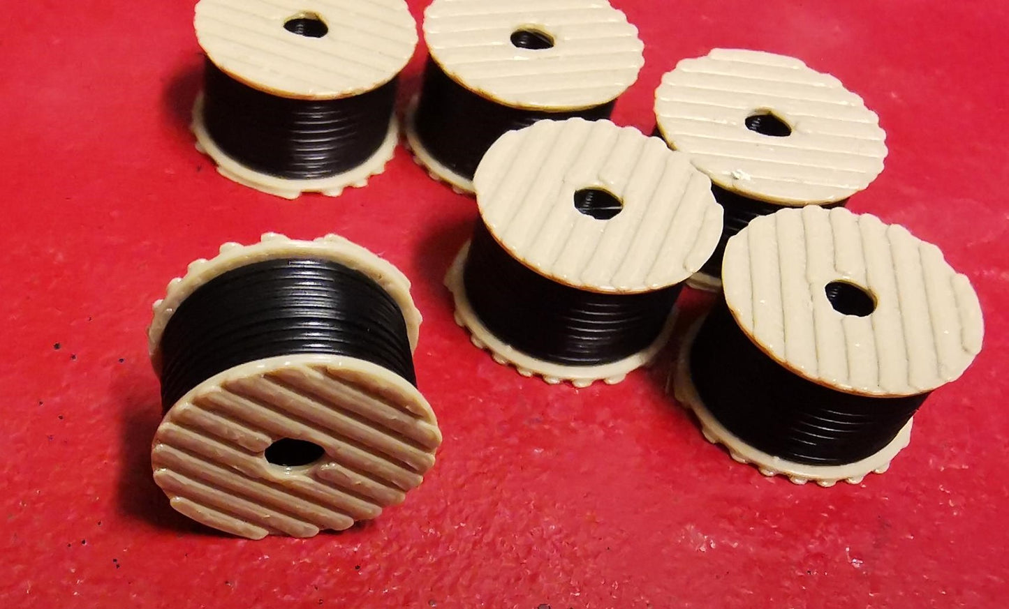 N Gauge Cable Drums set of 6 3D Printed lorry load or works yard. FREE DELIVERY