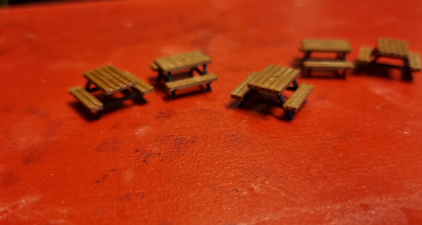 TT Gauge 1:120 Model Railway Picnic Table/Pub garden seats.3D printed