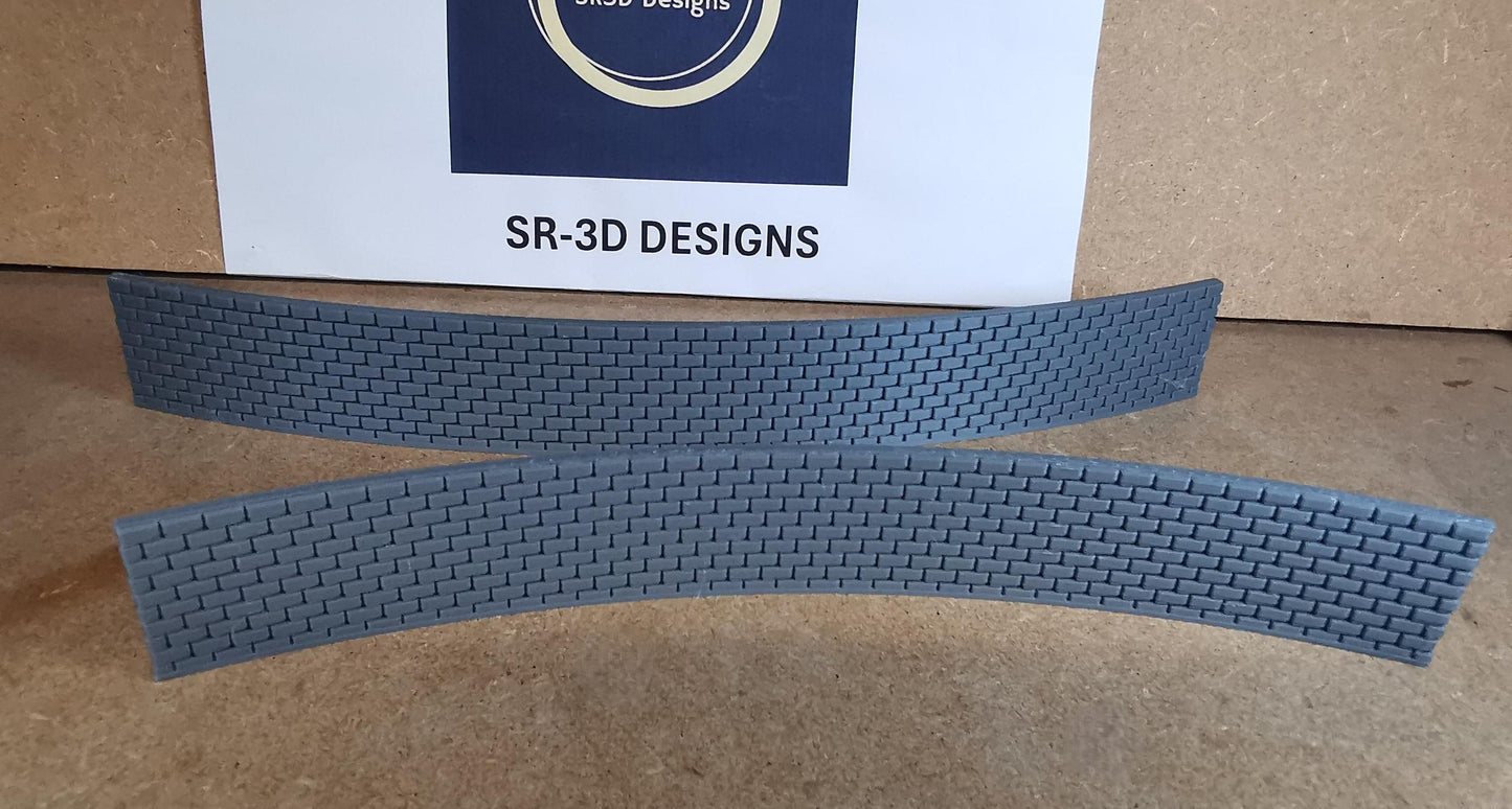 TT Gauge Curved Retaining walls for  1,2,3 and 4 Radius bridges