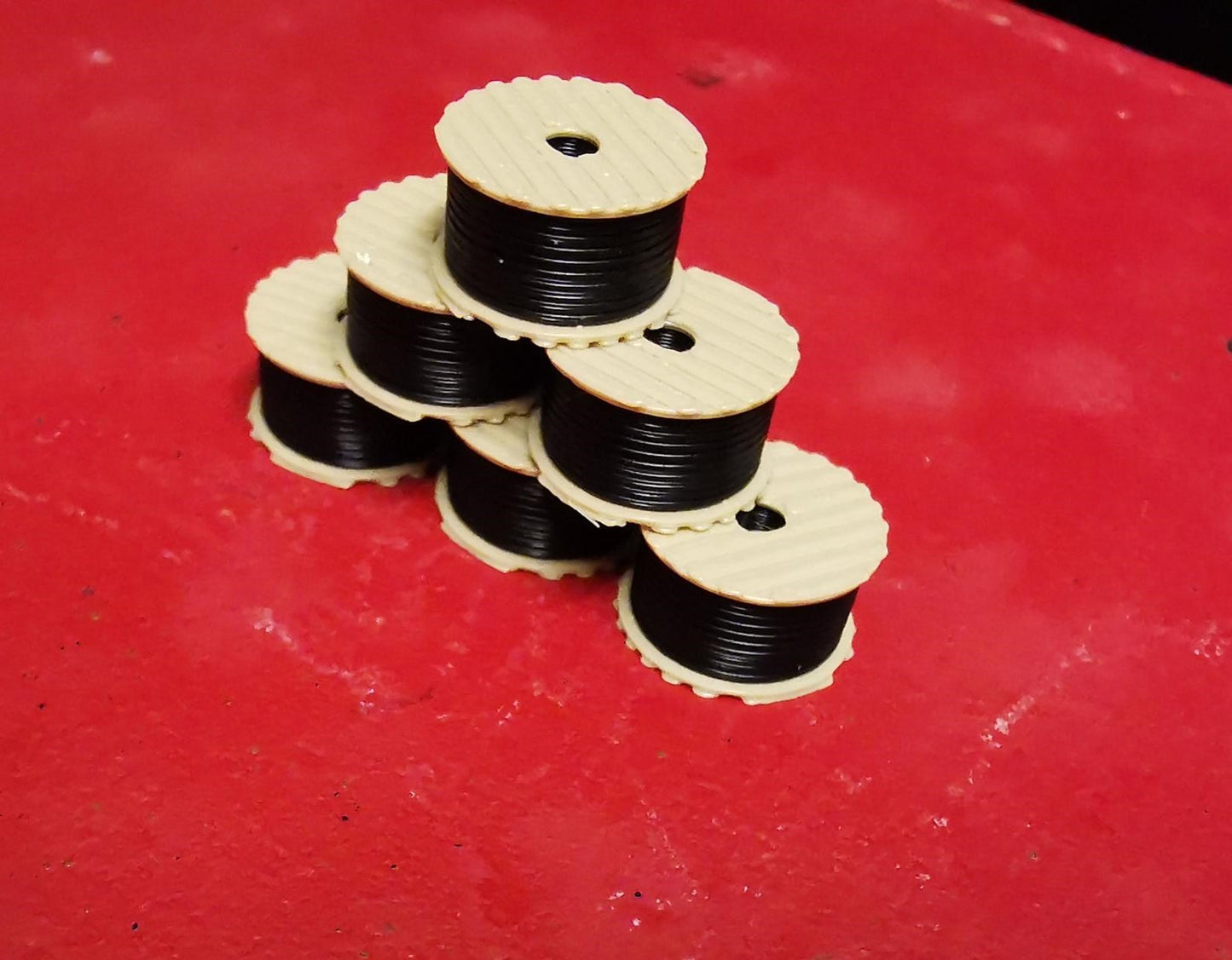 N Gauge Cable Drums set of 6 3D Printed lorry load or works yard. FREE DELIVERY