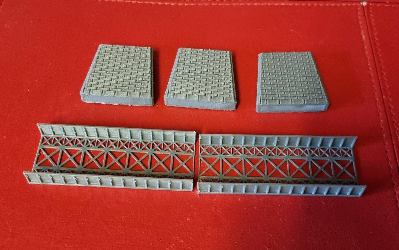 N Gauge Girder style bridge 3D Printed in grey With 3 support Pillars ...