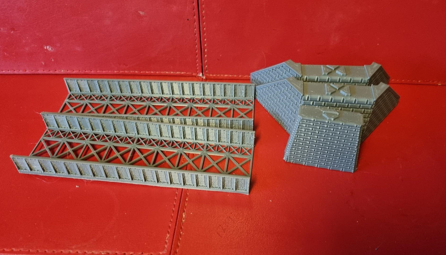 TT Scale Long Double span Girder Bridge 3D printed