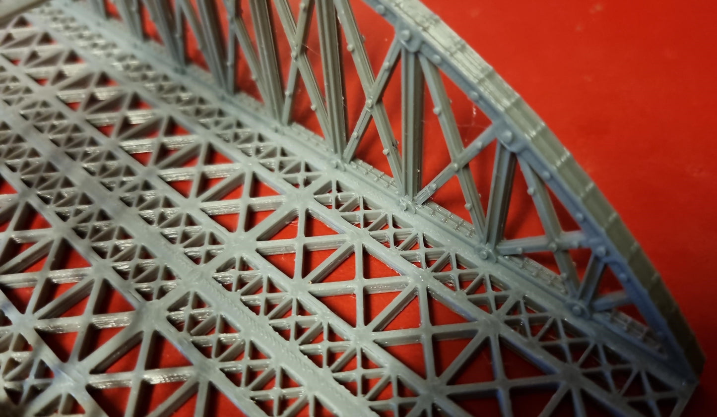 1:160 N Gauge Double Track Bowstring Bridge 3D Printed In Grey