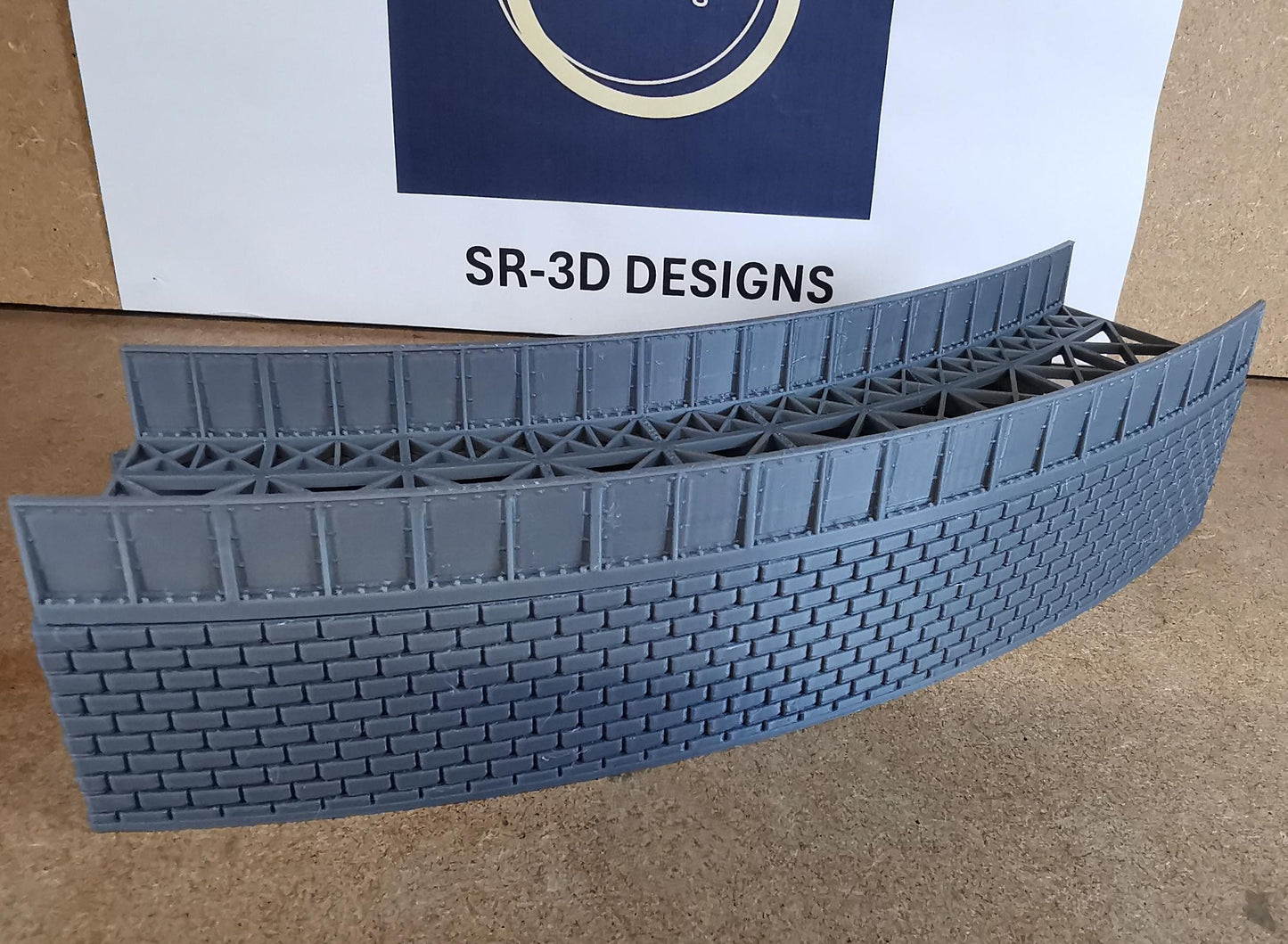 TT Gauge Curved Retaining walls for  1,2,3 and 4 Radius bridges
