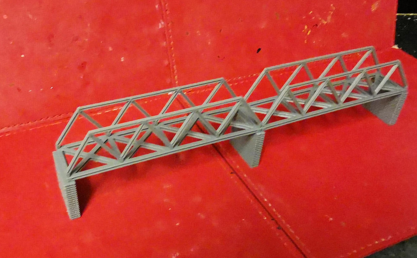 N Gauge Truss style bridge 3D Printed in grey choice of sizes and Supports