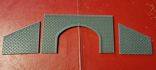 TT gauge Double track tunnel portal 3D printed with brick detail.