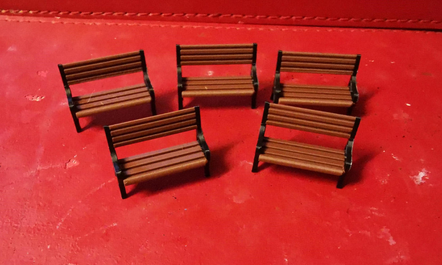 O Gauge 1:48 Model Railway Park Benches Platform seating 3D printed set of 5