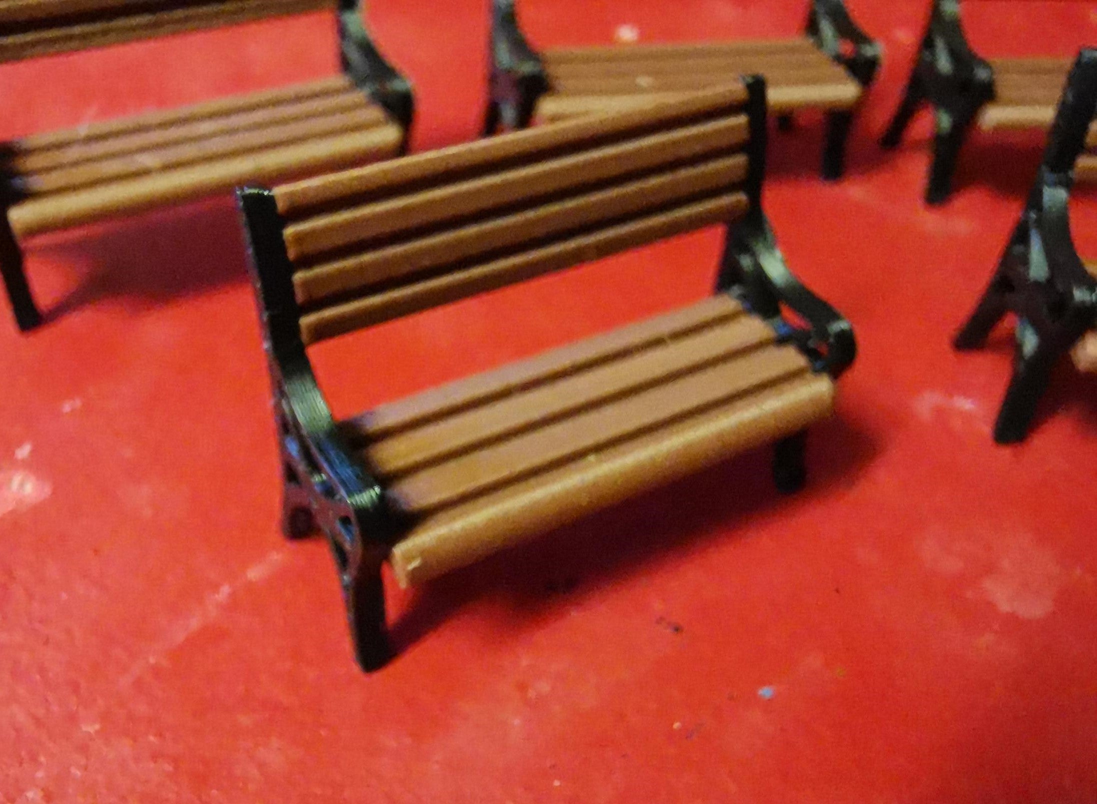 Scale Model Bench O Gauge 1:48 Model Railway Park Benches Platform seating 3D printed se ...