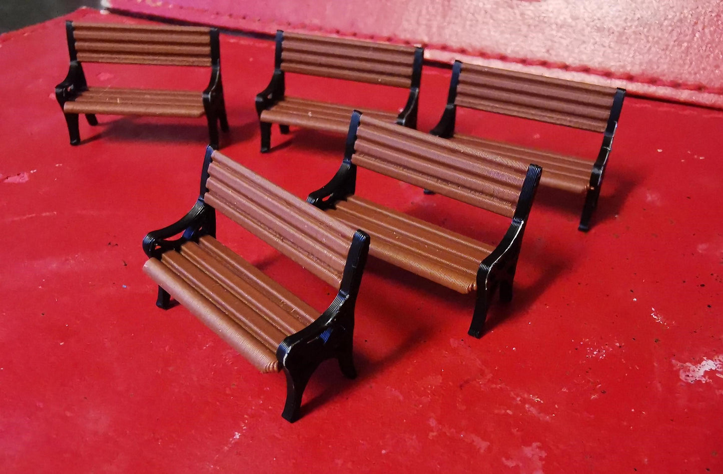 O Gauge 1:48 Model Railway Park Benches Platform seating 3D printed set of 5