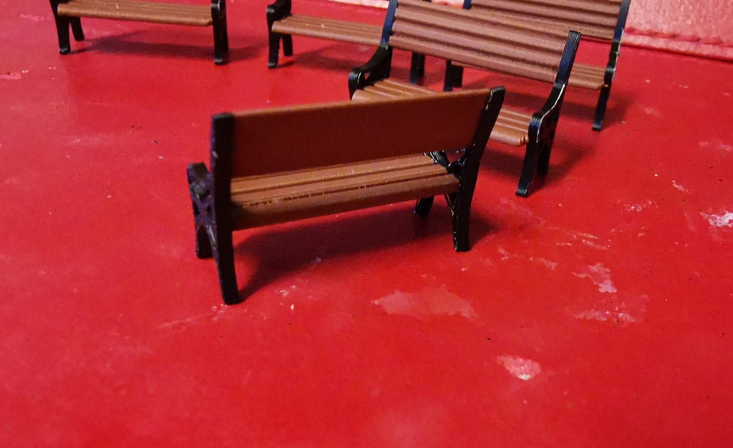 O Gauge 1:48 Model Railway Park Benches Platform seating 3D printed set of 5