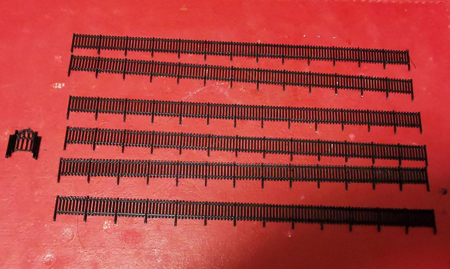 TT gauge railway Railing fence 3D printed in black with Gate.