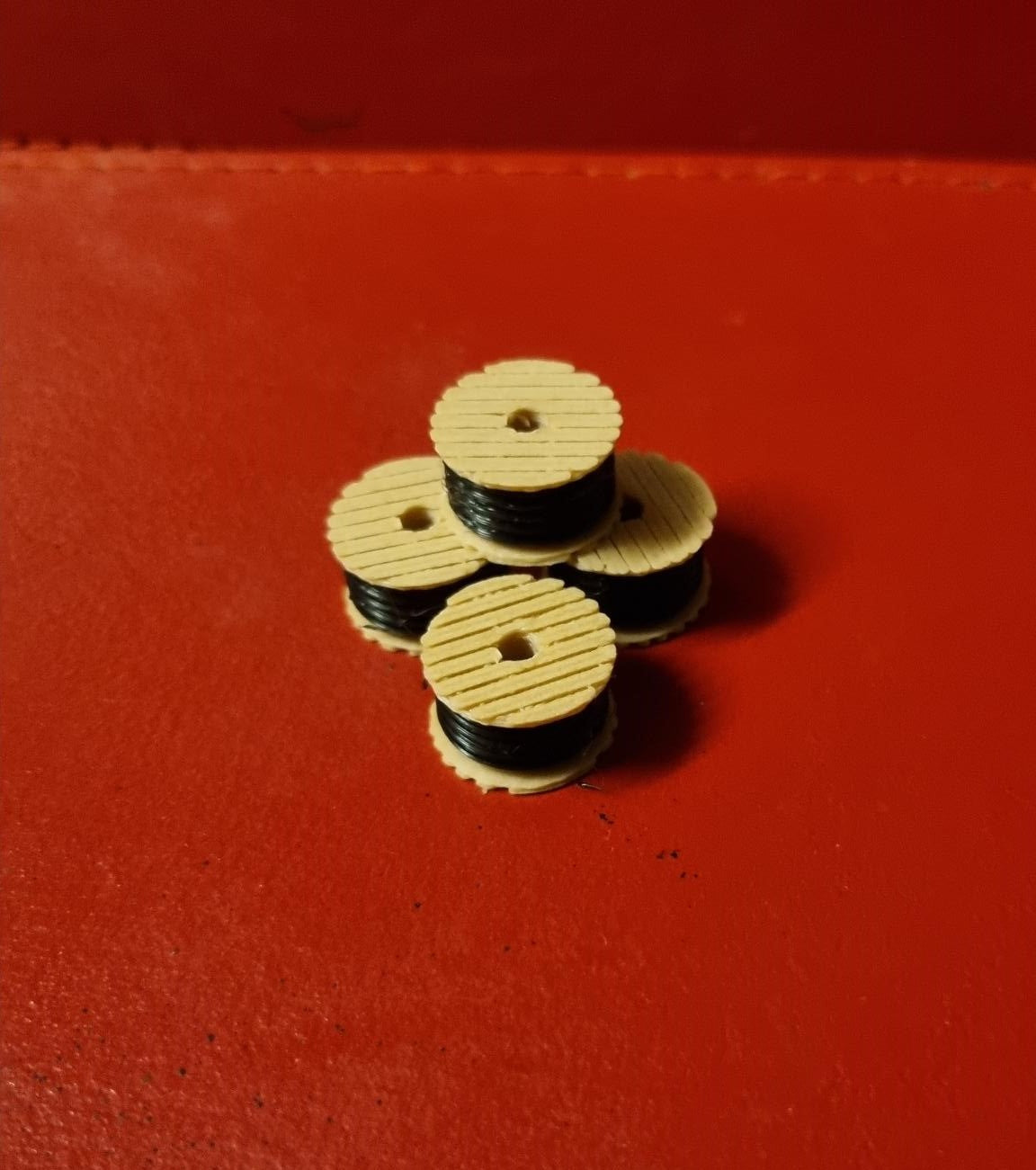 TT Gauge Cable Drums set of 4 3D Printed lorry load or works yard.