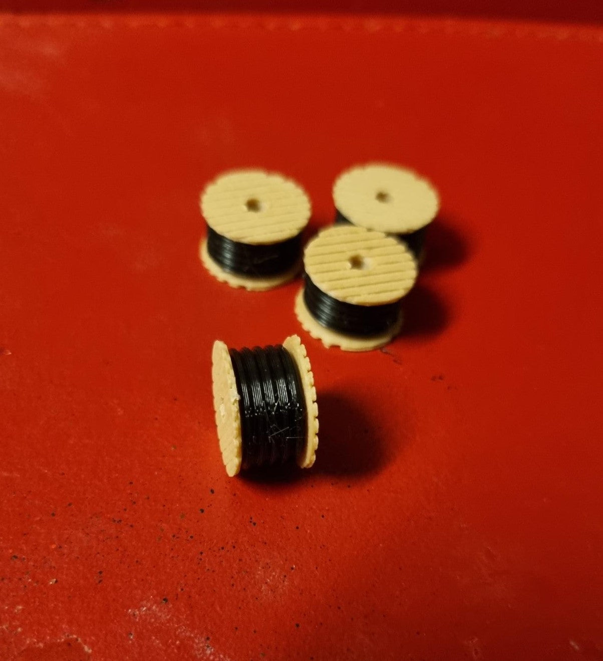 TT Gauge Cable Drums set of 4 3D Printed lorry load or works yard.