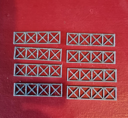 Model Railway Lattice Bridge Trussing TT Gauge Set of 8