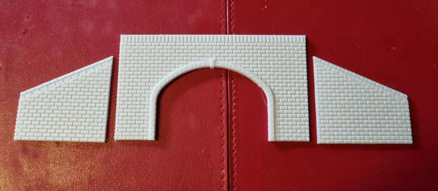 TT gauge Double track tunnel portal 3D printed with brick detail.