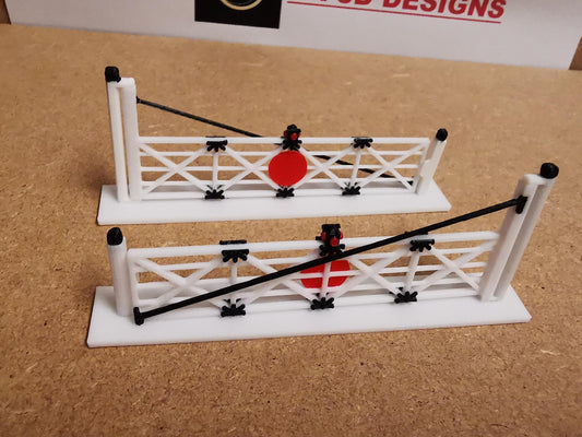 00 GAUGE LEVEL CROSSING GATES 3D PRINTED IN BLACK AND WHITE