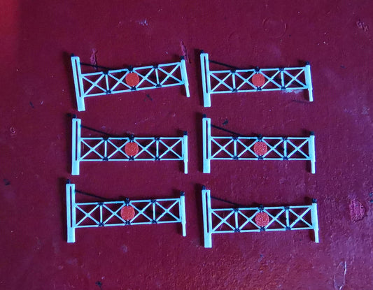 Z GAUGE LEVEL CROSSING GATE 3D PRINTED IN BLACK AND WHITE HAND PAINTED DETAIL.