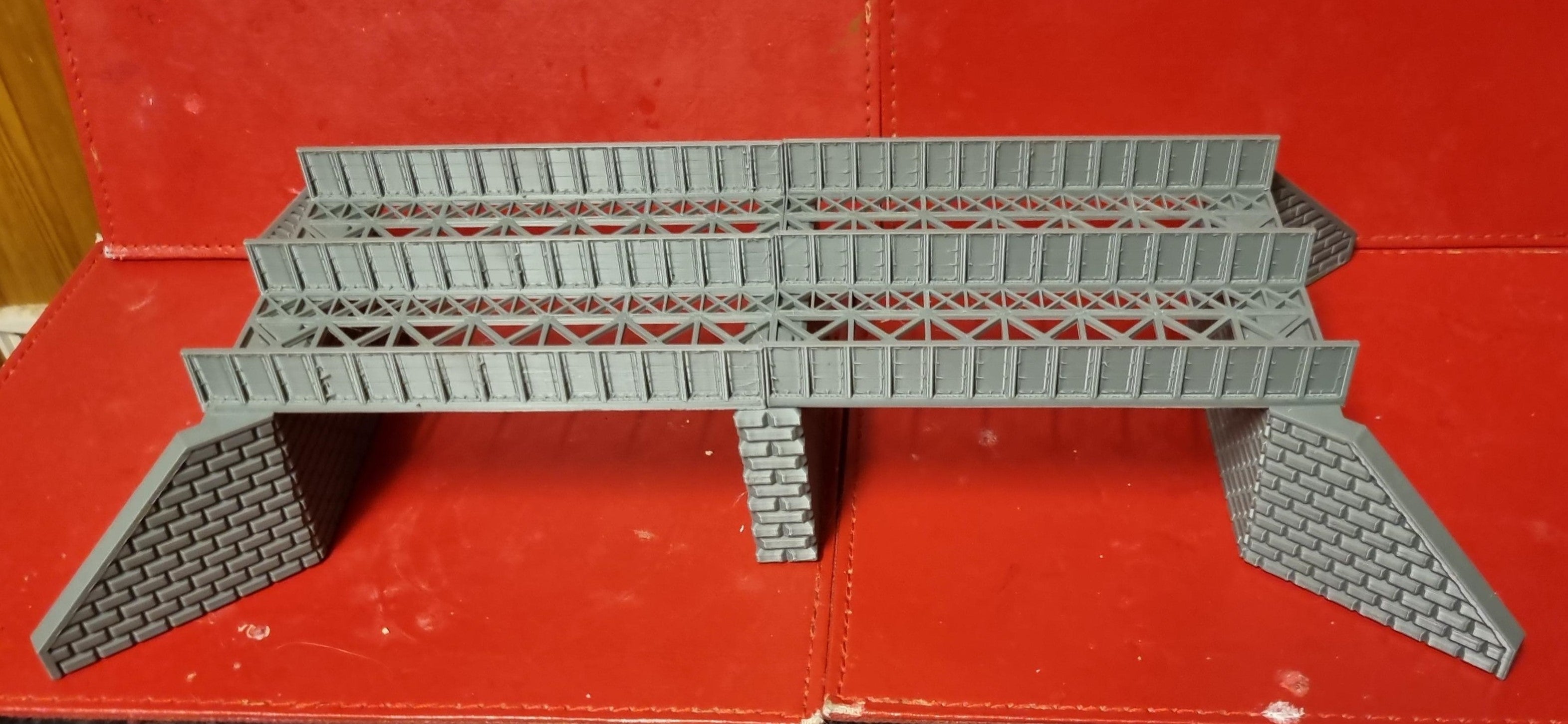 Train Bridge Rounded Support TT Scale Double track Double span Girder Bridge with supports 3D print ...