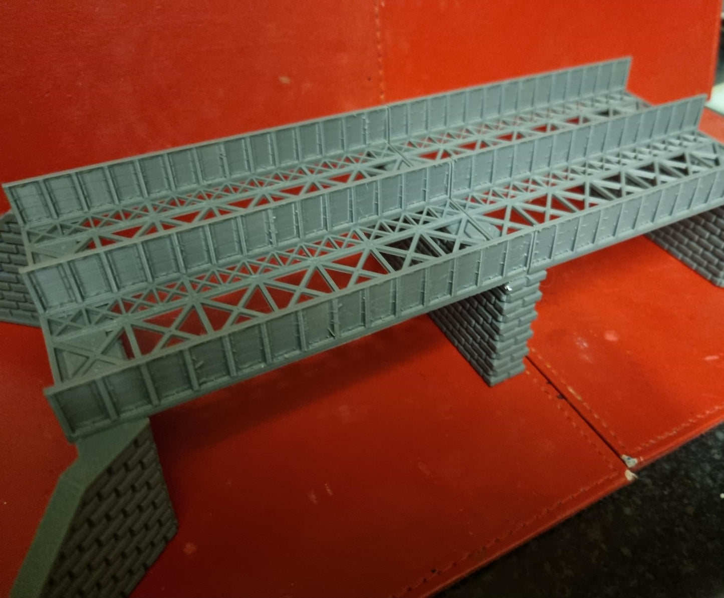 TT Scale Double track Double span Girder Bridge with supports 3D printed