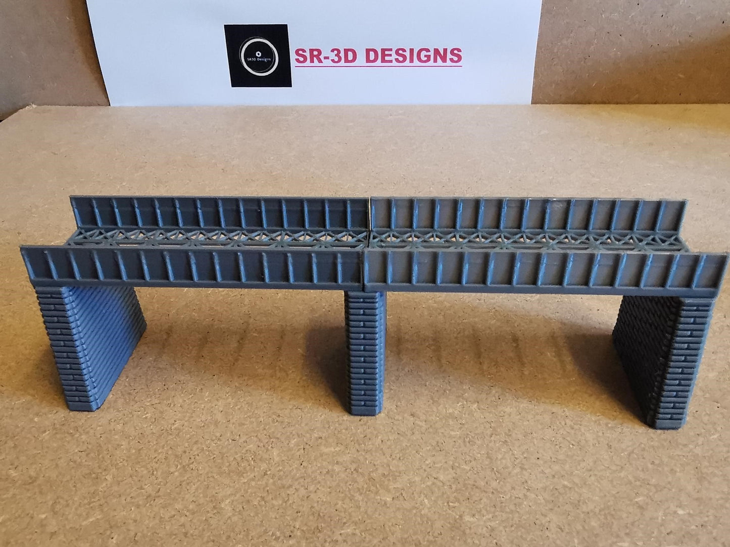 N Gauge Girder style bridge 3D Printed in grey With 3 support Pillars