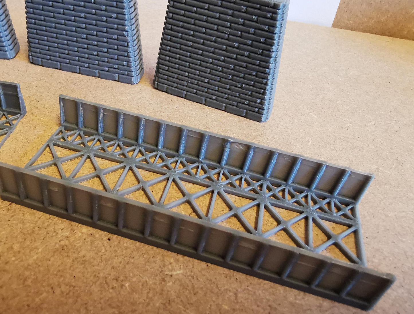 N Gauge Girder style bridge 3D Printed in grey With 3 support Pillars